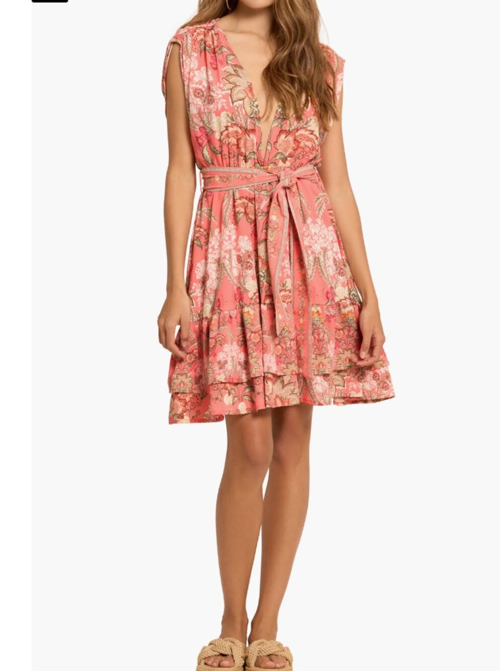 MEDIUM (SIZE 8-10) | Floral Deep V-Neck Dress Cover Up | Cosita Linda (NWT)